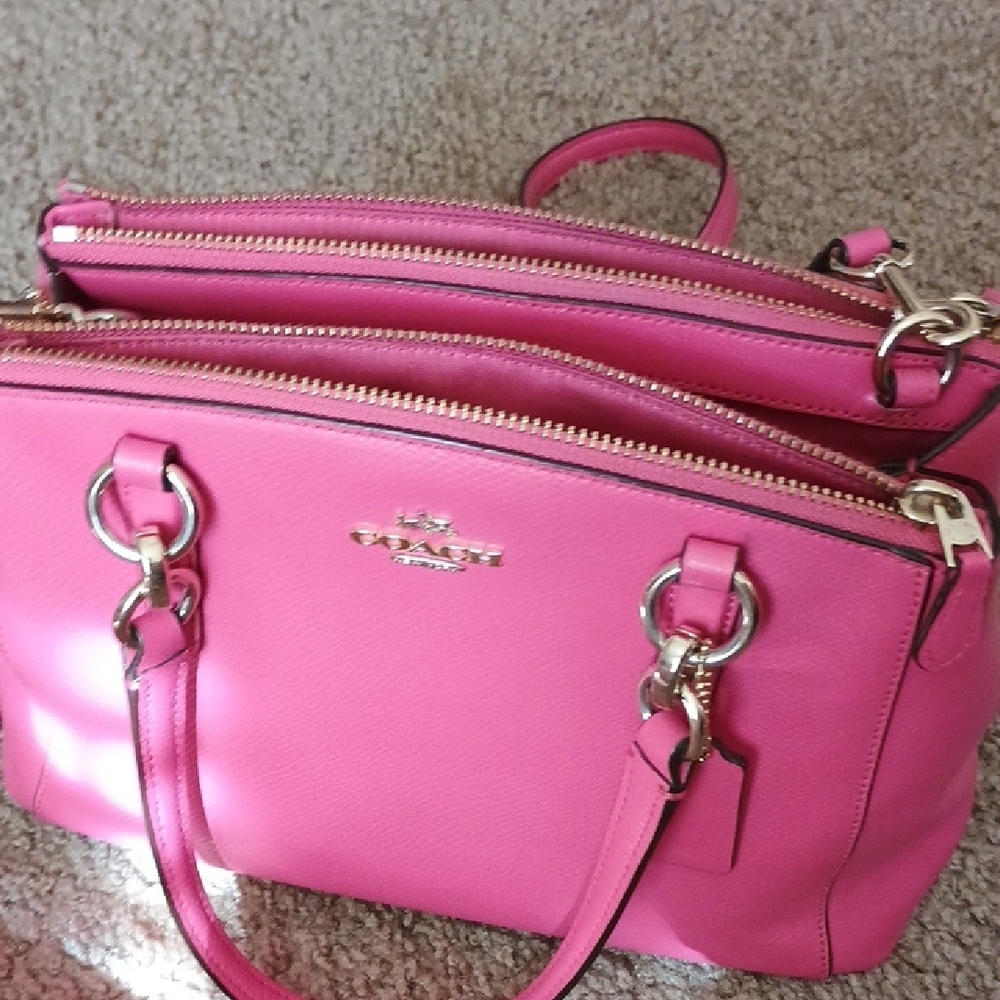 Coach Pink Handbag with Signature Wristlet - Picture 8 of 11